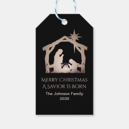 Etiqueta Para Presente Natal Personalizado Dourado Presépio 