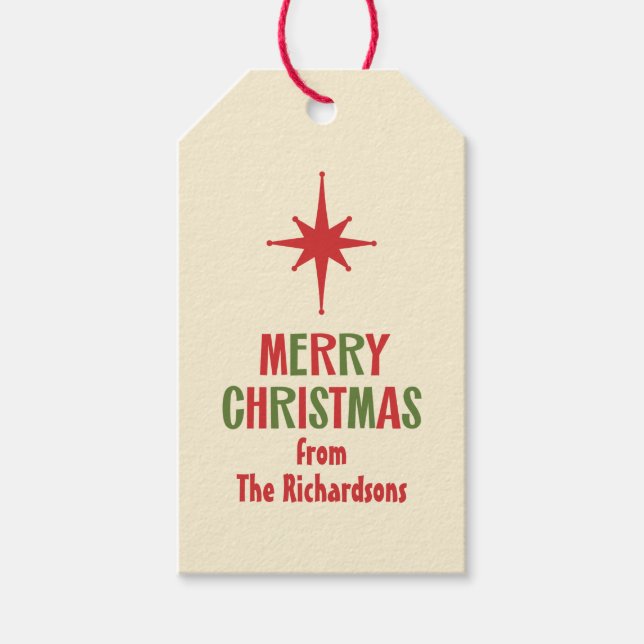 Etiqueta Para Presente Natal Personalizado Moderno do Século Médio (Frente)