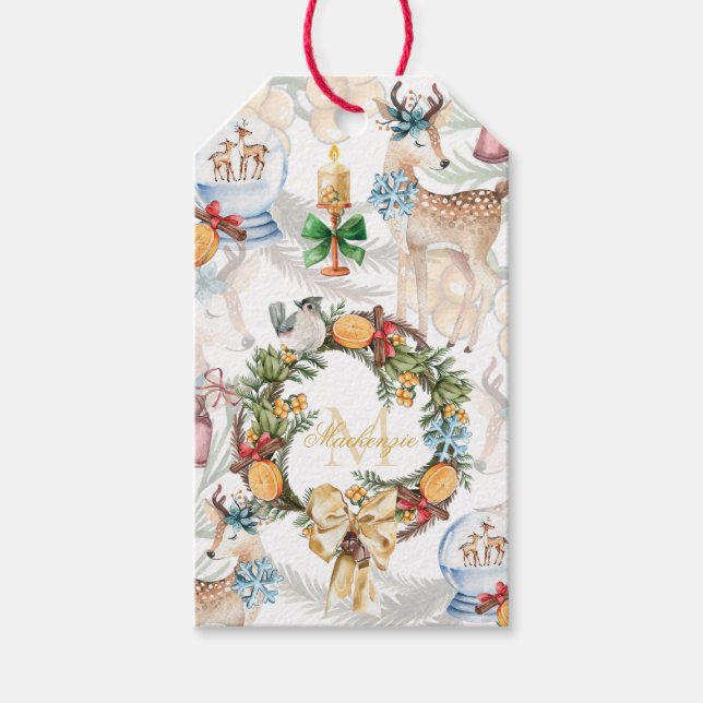 Etiqueta Para Presente Natal personalizado para a aquarela (Frente)