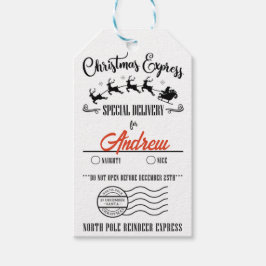 Etiqueta Para Presente Natal Personalizado, Trem de Expresso dos Rena Tra