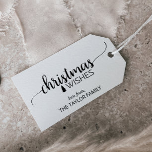 Etiqueta Para Presente Natal preto & branco simples da caligrafia