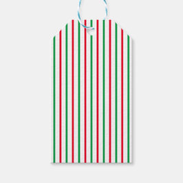 Etiqueta Para Presente Natal Red Green White Stripes feriados