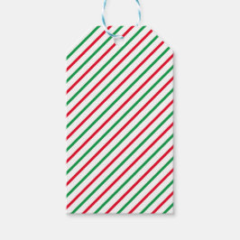 Etiqueta Para Presente Natal Red Green White Stripes feriados