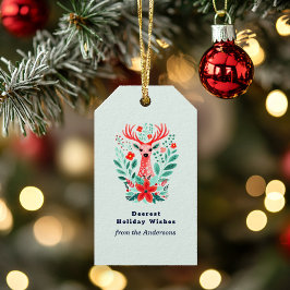 Etiqueta Para Presente Natal Reindeer Floral Mint Holiday