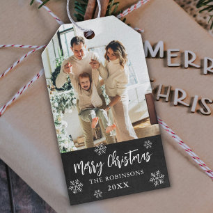 Etiqueta Para Presente Natal Rustic Chalkboard Snowflake
