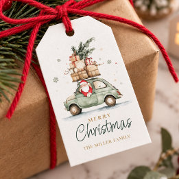 Etiqueta Para Presente Natal Rustico Papai Noel Carro Aquarela
