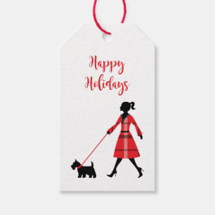Etiqueta Para Presente Natal Scottie Dog Tartan Xadrez Dog Walker