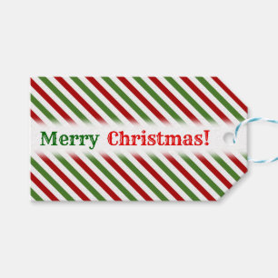 Etiqueta Para Presente Natal; Teste padrão listrado vermelho, branco &