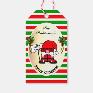 Etiqueta Para Presente Natal tradicional de cor curioso Papai Noel