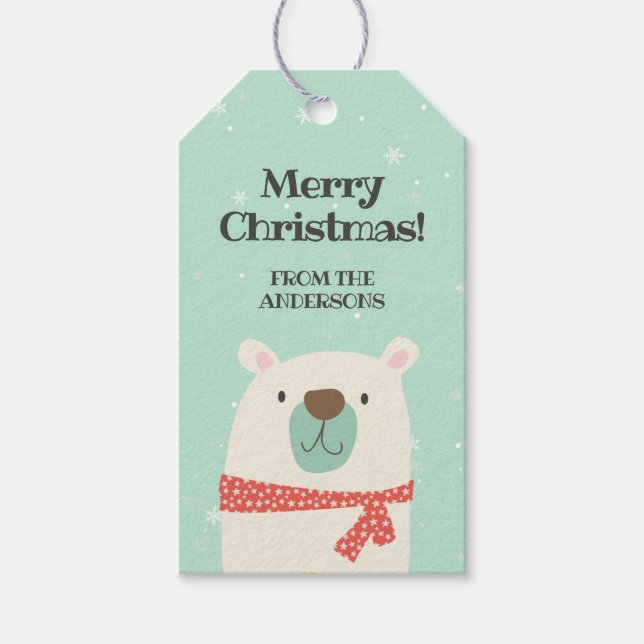 Etiqueta Para Presente Natal Urso Polar Fofo (Frente)