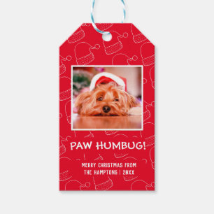 Etiqueta Para Presente Natal Vermelho de Pet Fotografias de Humbug da Paw