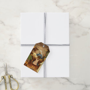 Etiqueta Para Presente Natal vintage, bebê religioso Jesus de w da