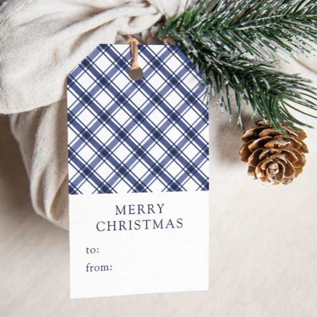 Etiqueta Para Presente Natal Xadrez Azul (Blue Plaid Christmas Gift Tags
)
