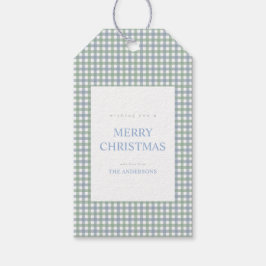 Etiqueta Para Presente Natal Xadrez Azul e Verde