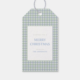 Etiqueta Para Presente Natal Xadrez Azul e Verde