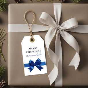 Etiqueta Para Presente Natal Xadrez Azul Moderno Minimalista Elegante