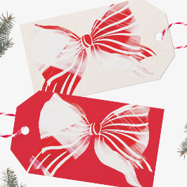 Etiqueta Para Presente Natal Xadrez Peppermint Amarrado Com Laço Feriado