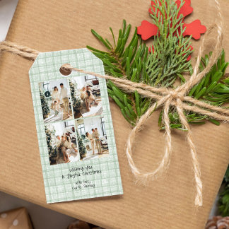 Etiqueta Para Presente Natal Xadrez Verde Vintage