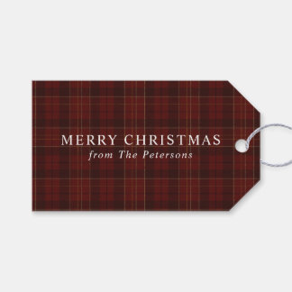 Etiqueta Para Presente Natal Xadrez Vermelho Clássico Vintage