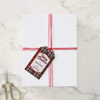 Etiqueta Para Presente Natal Xadrez Vermelho e Verde