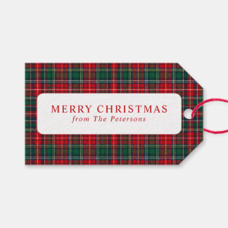 Etiqueta Para Presente Natal Xadrez Vermelho e Verde Clássico