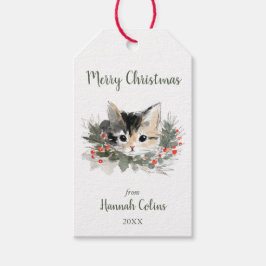Etiqueta Para Presente Natalina Minimalista Elegante de Gatinho Calico