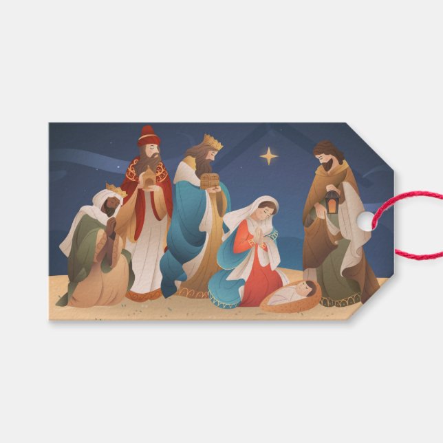 Etiqueta Para Presente Natividade de Natal (Frente (horizontal))