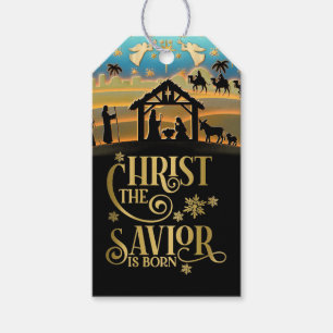 Etiqueta Para Presente "Natividade de Natal Menino Jesus no Presépio