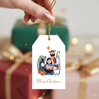 Etiqueta Para Presente Nativity Merry Christmas Cute Holy Family