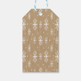 Etiqueta Para Presente Natural Kraft Style White Snowflake Pattern