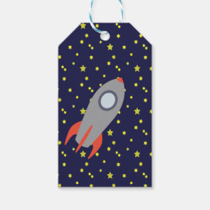 Etiqueta Para Presente Navio de Rocket retro com fundo do teste padrão d