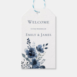 Etiqueta Para Presente Navy Blue Botanical Wedding