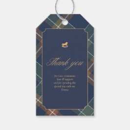 Etiqueta Para Presente Navy Plaid Baby Shower Favor Tag