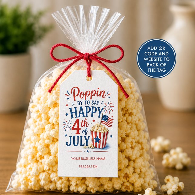 Etiqueta Para Presente Negócios Explodindo no Dia da Independência (Poppin By 4th of July Business Marketing Tag)
