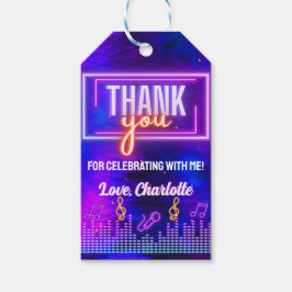 Etiqueta Para Presente Neon Glow Sinal Karaoke Festa de aniversário Obrig