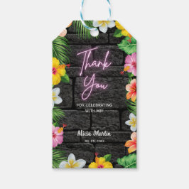 Etiqueta Para Presente Neon Tropical Forest Summer Hawaii Festa de aniver