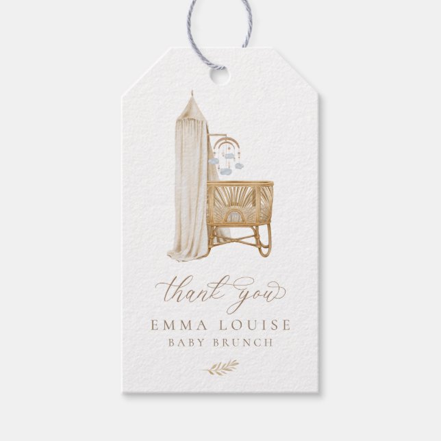 Etiqueta Para Presente Neutral Boho Baby Brunch (Frente)