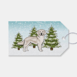 Etiqueta Para Presente Neve Azul Ouro Cachorro Retriever Natal