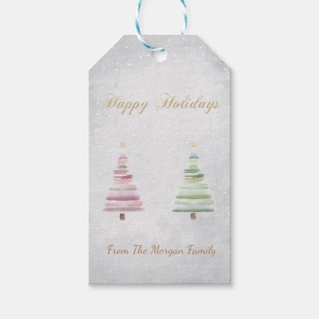 Etiqueta Para Presente Neve verde rosa verde-rosa (Frente)