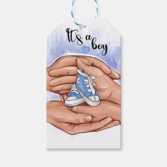 Etiqueta Para Presente New Baby Announcement – Parents Holding Baby 👣 (Frente)