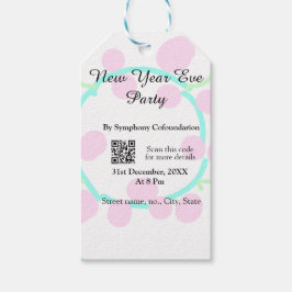 Etiqueta Para Presente New year eve party scan QR RSVP name pink blue 