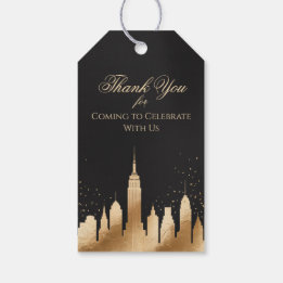 Etiqueta Para Presente New York City Skyline Party Supplies Black & Gold
