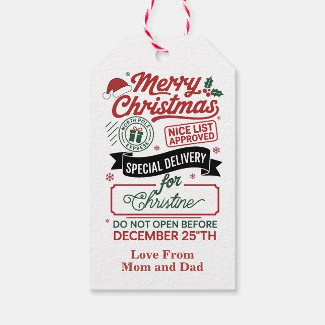 Etiqueta Para Presente Nice List Approved by Santa (Verso)