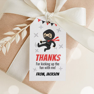 Etiqueta Para Presente Ninja Warrior Favor Marca Menino Vermelho e Preto