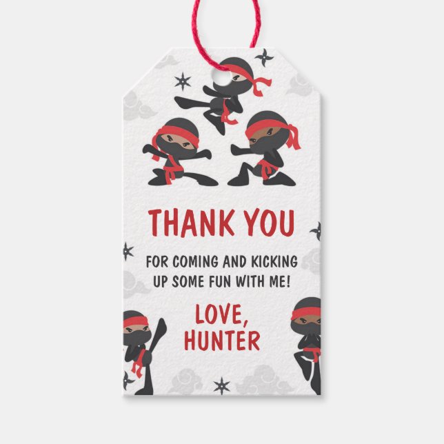 Etiqueta Para Presente Ninja Warrior Martial Arts Karate Aniversário (Frente)