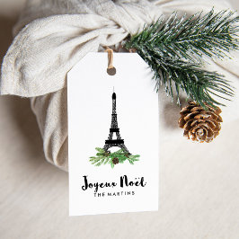 Etiqueta Para Presente Noel francês Elegante Joyeux com Torre Eiffel