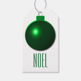 Etiqueta Para Presente "Noel" Shiny Green - Ornamento da Bola de Natal Ve