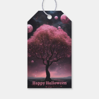 Etiqueta Para Presente Noite Escura da Lua Vermelha Rosa do Partido das H