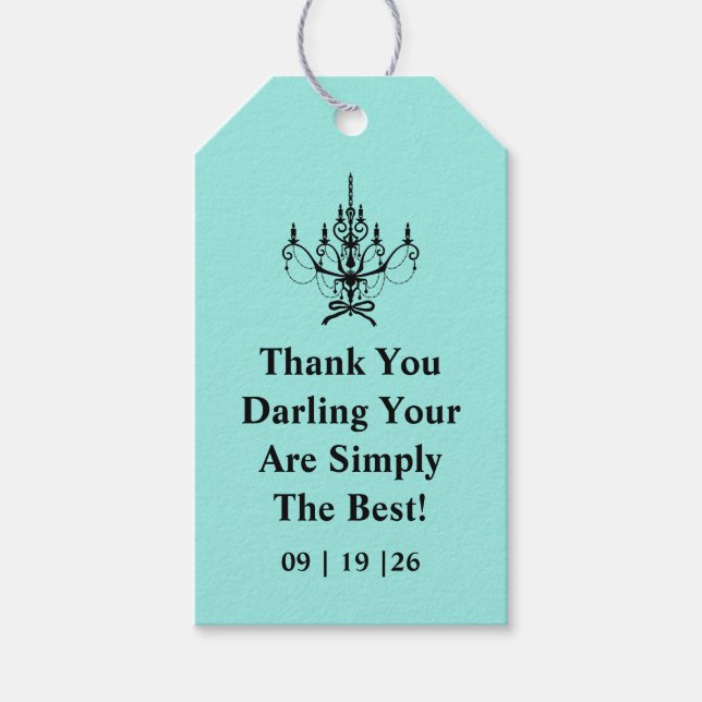 Etiqueta Para Presente Noiva & Co. Chuveiro de Noiva Turquesa Obrigada (Frente)