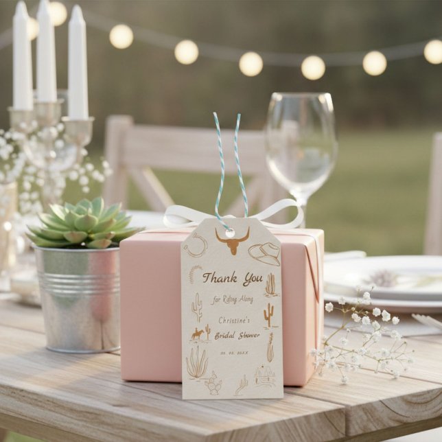 Etiqueta Para Presente Noiva de Caubói Boêmio Chá de Panela (Criador carregado)